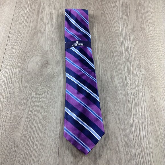 Stafford Other - Stafford Purple & Navy Stripe Tie